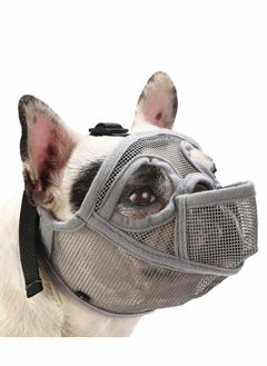 French Bulldog Muzzle Short Snout Dog for English Adjustable Breathable Mesh with Tongue Out Design Flat Face Biting Chewing Groomin, Size: S