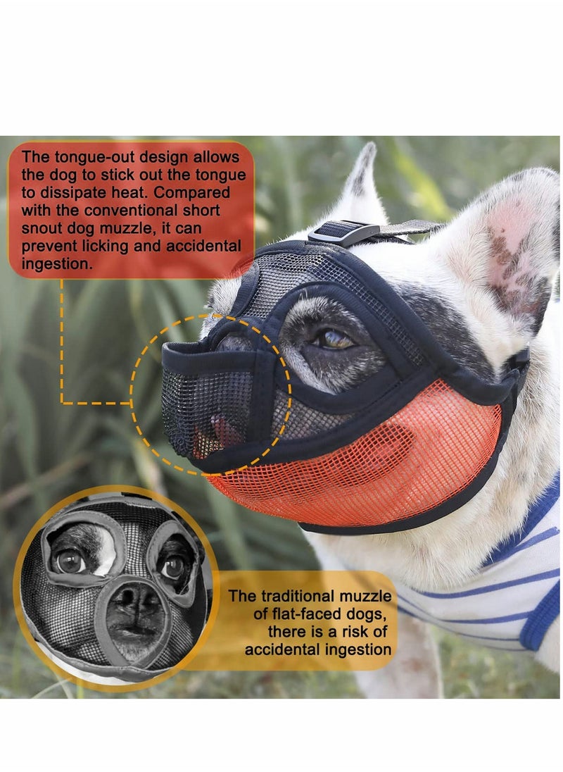 SYOSI - French Bulldog Muzzle Short Snout Dog for English Adjustable Breathable Mesh with Tongue Out Design Flat Face Biting Chewing Groomin, Size: S - Image 1