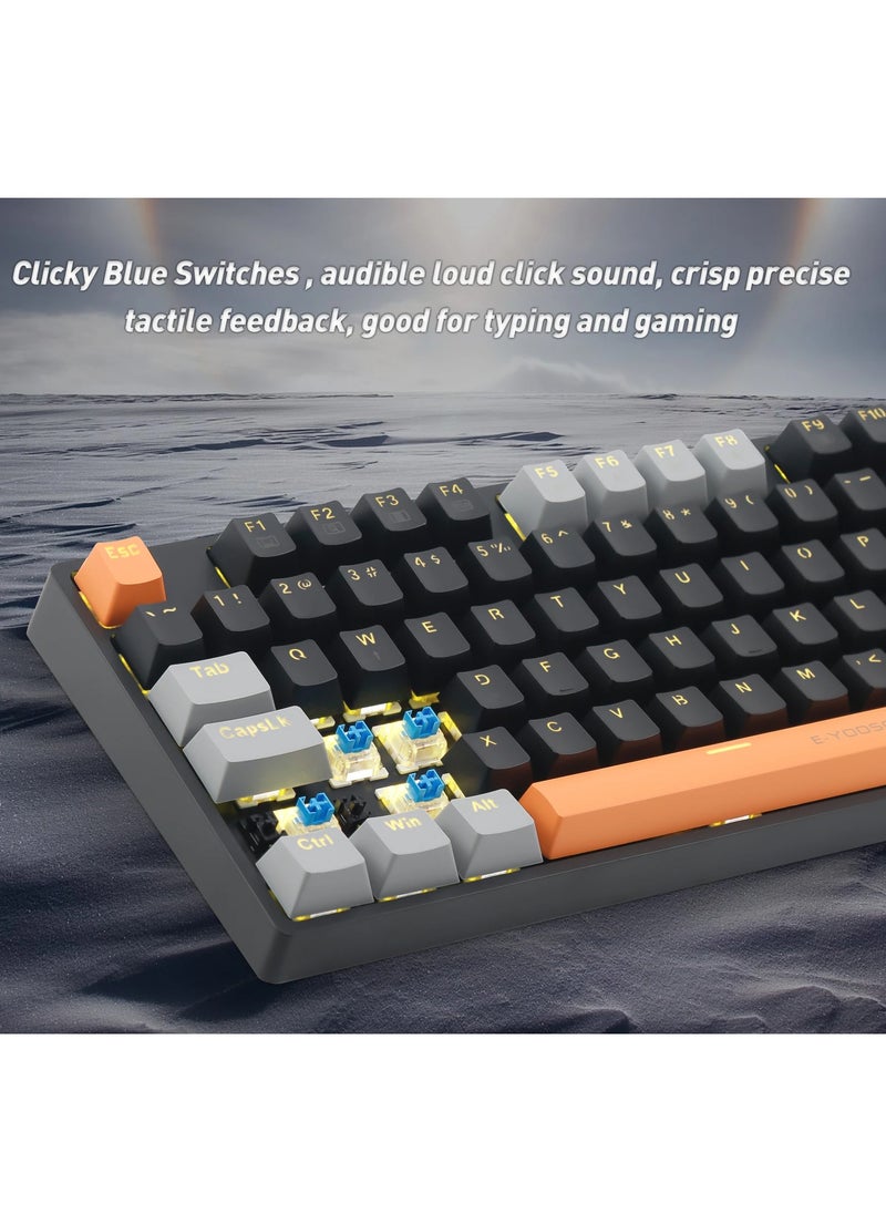 E-YOOSO Z-14 Mechanical Gaming Wired Keyboard,104 Key Blue Switch Full-Size Computer Keyboards for Computer PC Laptop Gamer - Black Grey  - Image 2
