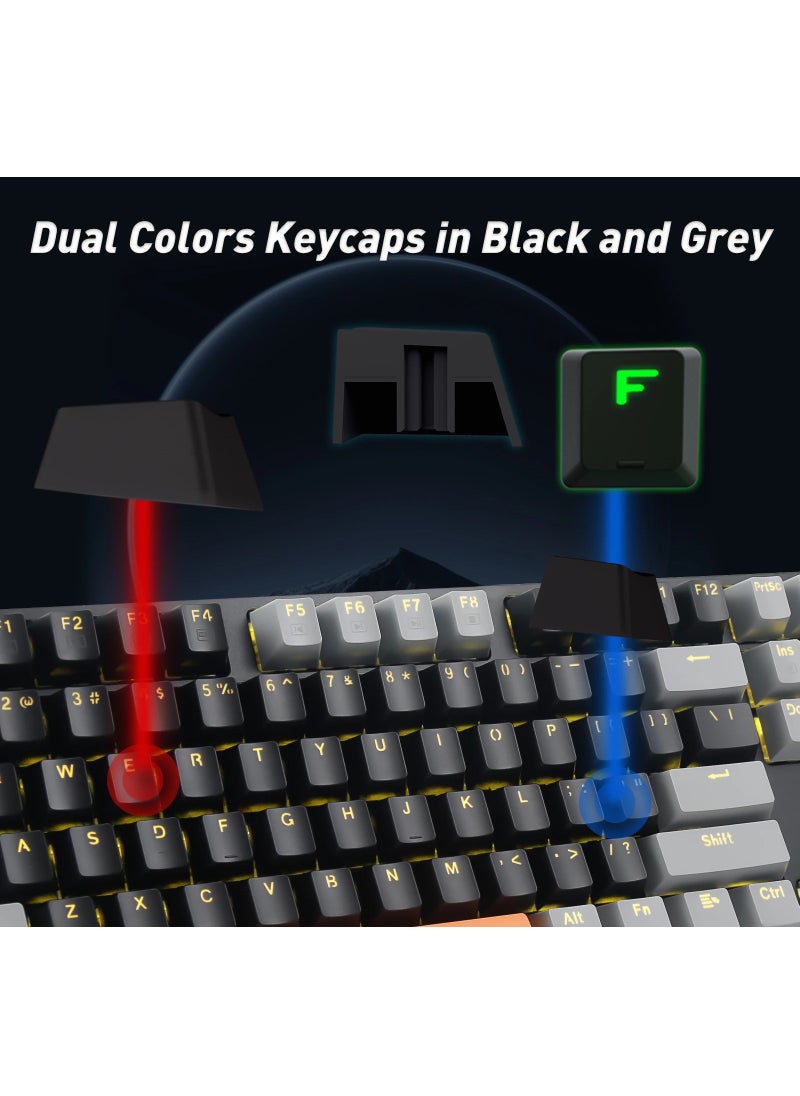 E-YOOSO Z-14 Mechanical Gaming Wired Keyboard,104 Key Blue Switch Full-Size Computer Keyboards for Computer PC Laptop Gamer - Black Grey  - Image 5