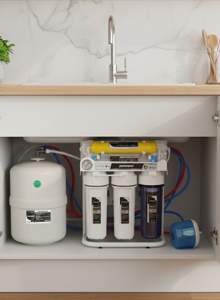 Purerena 7-Stage Water Filter – Vietnamese Made with American Specifications – 100 GPD – Comes with Stand and Pressure Gauge – 370 Liters Daily Production - Image 2