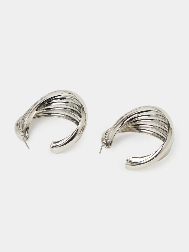 ستايلي Styli Ribbed Hoop Earrings