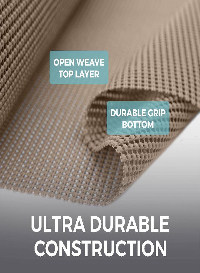 HOME GENIE Shelf Drawer and Cabinet Liner, Durable with Strong Grip, 17.5 in x 10 FT, Non Adhesive Liners Protect Kitchen Cabinets and Cupboard, Bathroom Drawers and Shelves, Desks, Light Taupe - Image 1