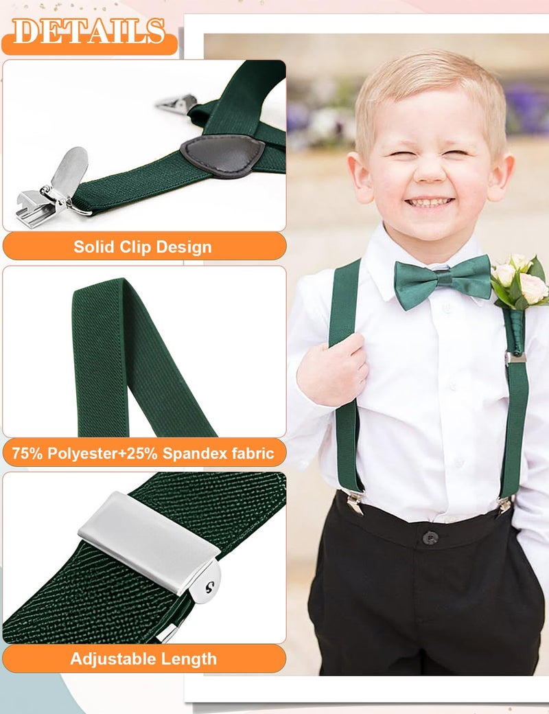 Hanerdun Kids Suspender Bowtie Sets Adjustable Suspender With Bow Ties Gift Idea For Boys And Girls, Beige, One Size - Image 5