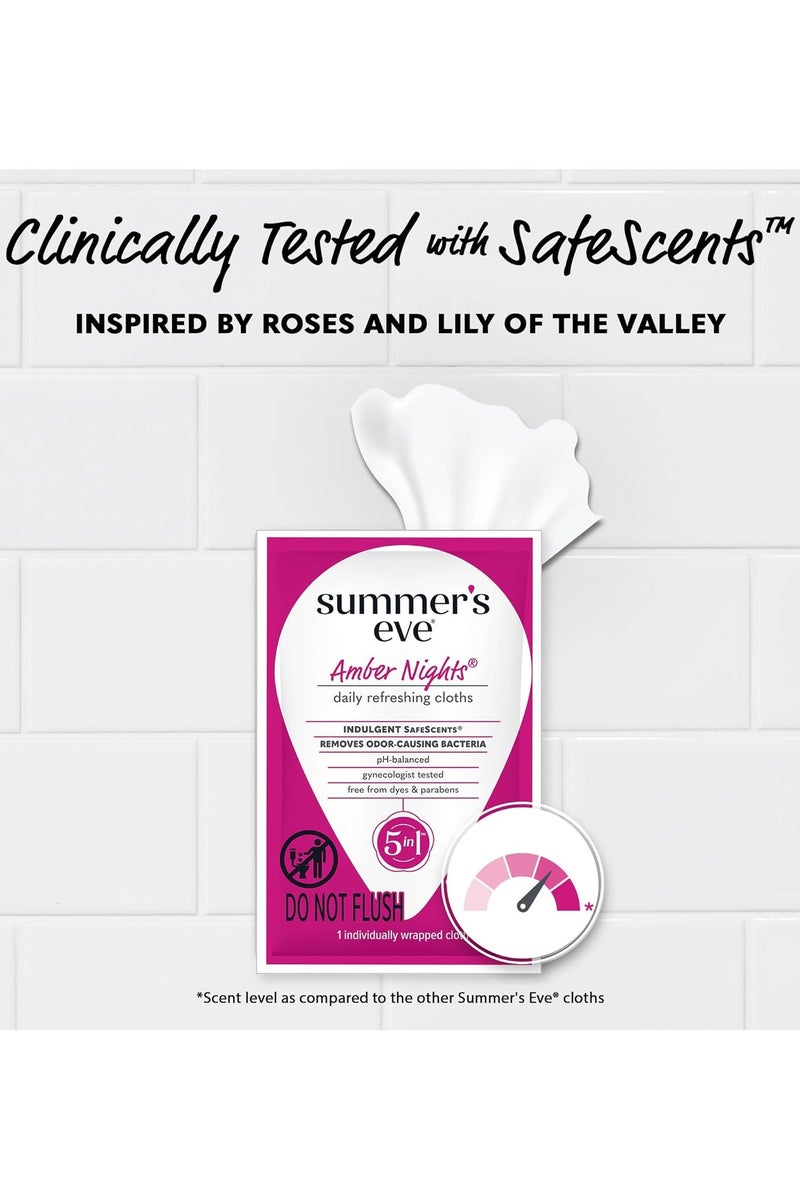 Summer's Eve Daily Cleansing Wipes, Amber Nights with Oat and Shea Extracts, Removes Odor, pH Balanced, 12 Count, 1 Pack - Image 4