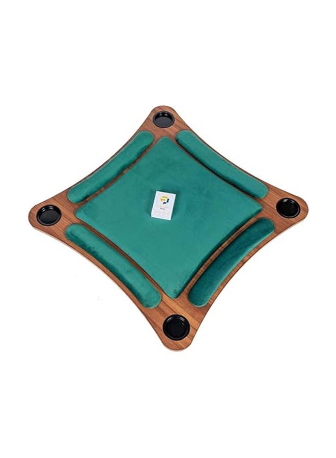 AL BADER Curved Floor Wooden Ploot Play Cards Game Table Mid-Size, Curved Wood Baloot Table Mid-Size 80 * 80, Plot Playing Cards Table, Floor Blot Table (Green)  - Image 5
