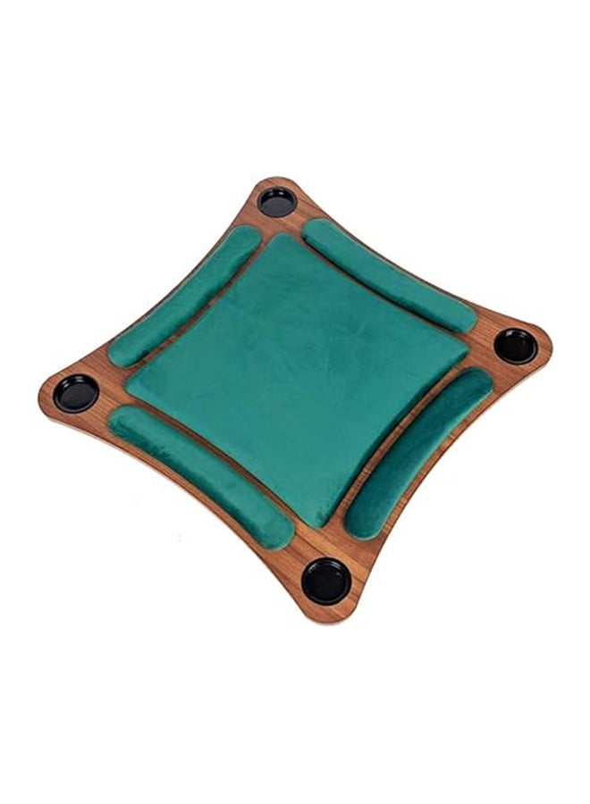AL BADER Curved Floor Wooden Ploot Play Cards Game Table Mid-Size, Curved Wood Baloot Table Mid-Size 80 * 80, Plot Playing Cards Table, Floor Blot Table (Green)  - Image 4