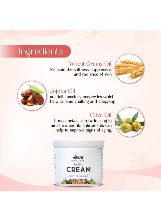 VCare - Facial Massage Cream For Glowing Skin 300 Gm ; Hydrating Moisturiser For Women And Men Suitable For All Skin Types ; Skin Brightening & Whitening Cream ; Face & Body Massage Cream - Image 1