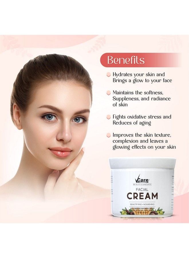 VCare - Facial Massage Cream For Glowing Skin 300 Gm ; Hydrating Moisturiser For Women And Men Suitable For All Skin Types ; Skin Brightening & Whitening Cream ; Face & Body Massage Cream - Image 1