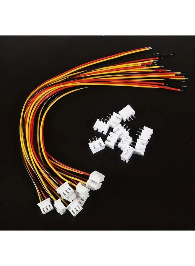 JST XH 2.54mm 3Pin Connector Kit 10 Pairs With 200mm Flat Wire Cable 26AWG - Image 2