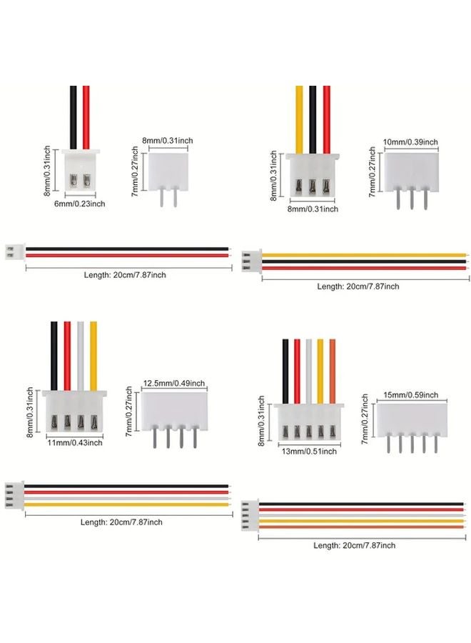 JST XH 2.54mm 3Pin Connector Kit 10 Pairs With 200mm Flat Wire Cable 26AWG - Image 3