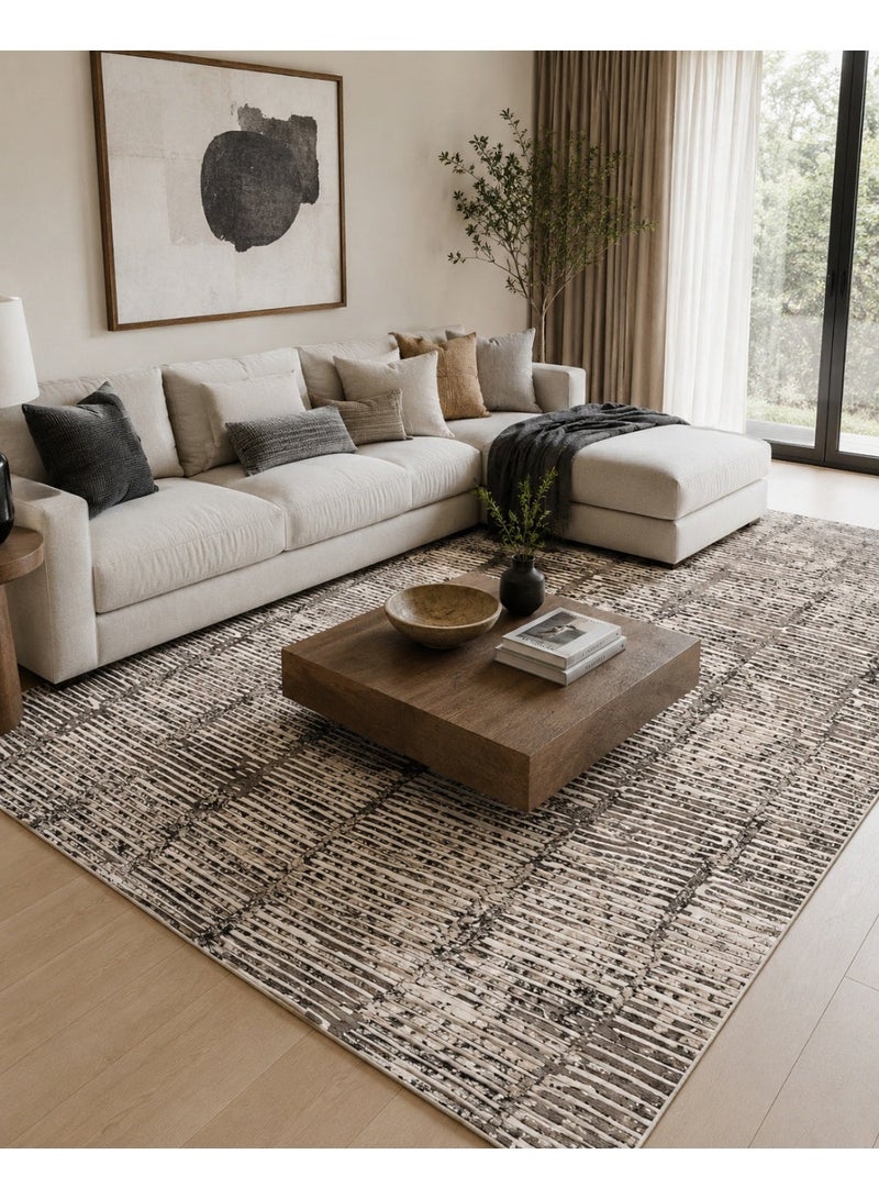 Home auraa Carpet Rug – Size 160 x 220 cm – 5.25x7.26 ft | Driftline Design - Multi Color | Ideal Carpet for Living Room, Bedroom, Office, Hallway - Image 2
