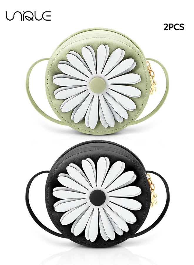 Unique 2 Pcs Crossbody Bag - Daisy Flower Little Girl Wallet - Toddler Crossbody Wallet - Mini One Shoulder Daisy Bag Kids Baby Gifts - Image 1