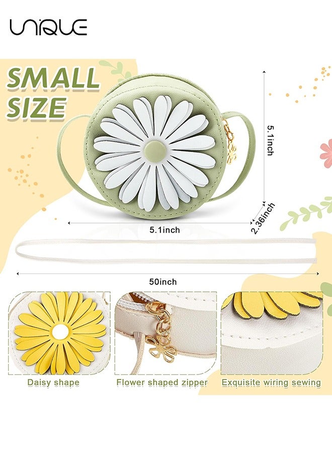Unique 2 Pcs Crossbody Bag - Daisy Flower Little Girl Wallet - Toddler Crossbody Wallet - Mini One Shoulder Daisy Bag Kids Baby Gifts - Image 2