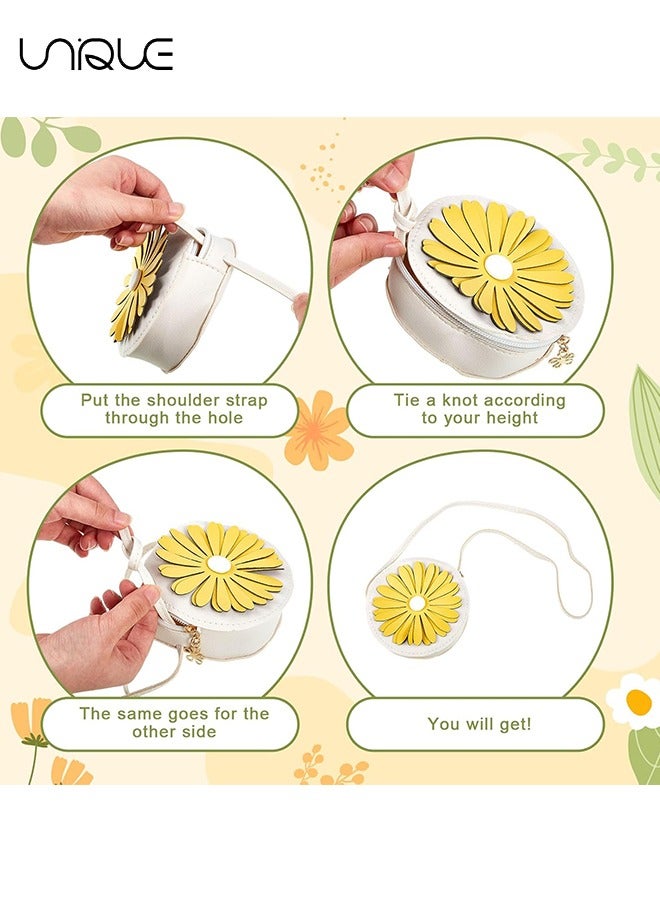Unique 2 Pcs Crossbody Bag - Daisy Flower Little Girl Wallet - Toddler Crossbody Wallet - Mini One Shoulder Daisy Bag Kids Baby Gifts - Image 3