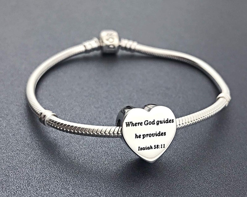 MUERDOU Heart Charm Fit Pandora Charms Bracelet Christian Bible Verse Charm Prayer Faith Religious Charms Gifts for Women - Image 5