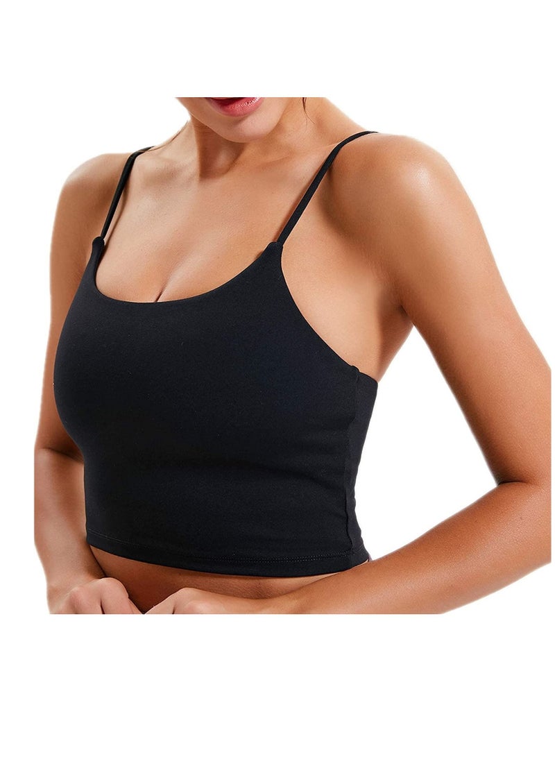 Y&D Women Padded Sports Bra Fitness Workout Running Shirts Yoga Tank Top Top(S,Black) - Image 1