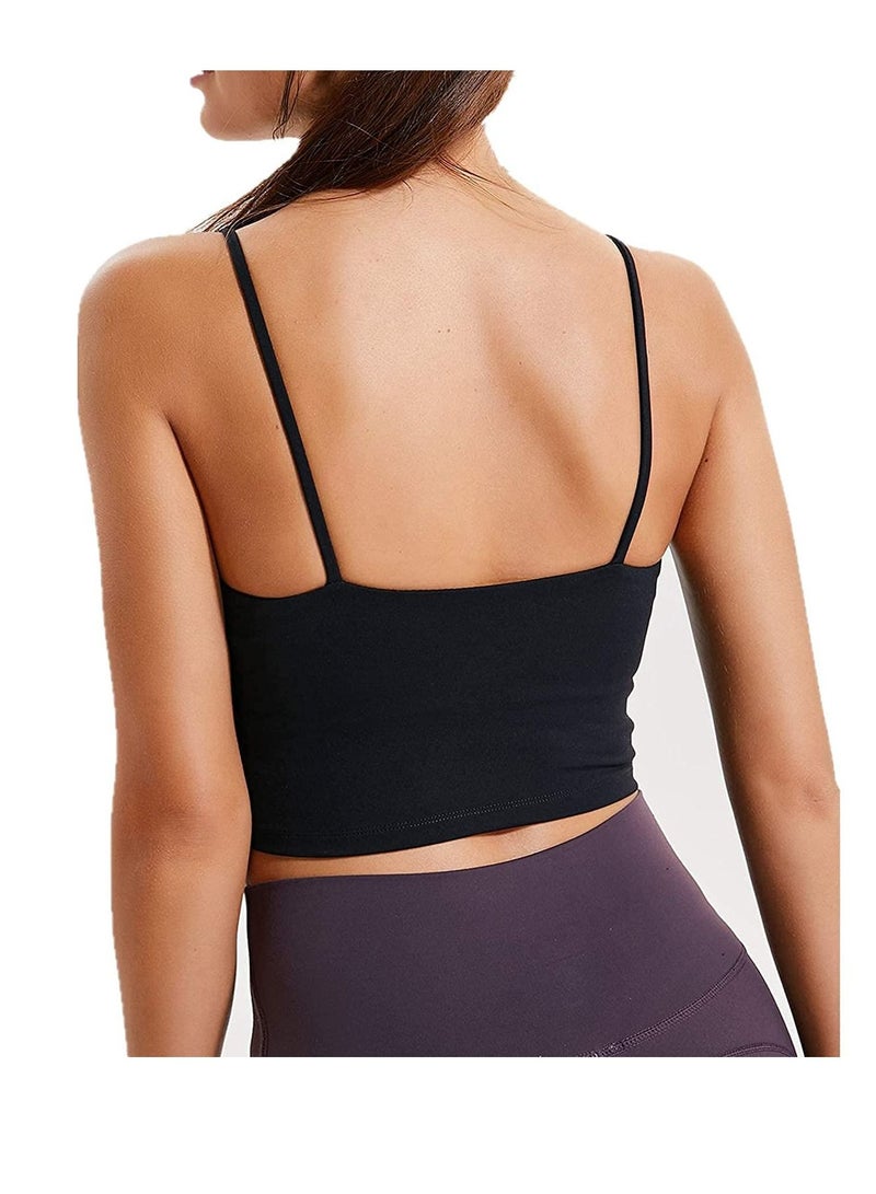 Y&D Women Padded Sports Bra Fitness Workout Running Shirts Yoga Tank Top Top(S,Black) - Image 4