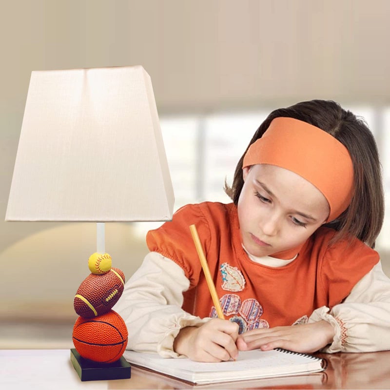 HERBESTBAY Kids Table Lamp, 14 Inch Football, Basketball & Baseball Design with Cute Lampshade, Sports-Themed lamp Ideal for Children's Bedroom Decor, Bedside Lamp Includes LED Bulb - Image 2