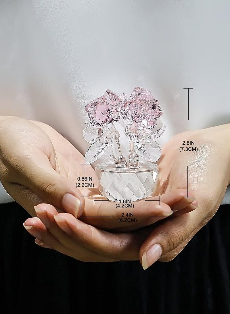 RARELY باقة ورد كريستال وردي مجموعة زهور تمثال زجاجي لزينة عيد الأم - Image 4
