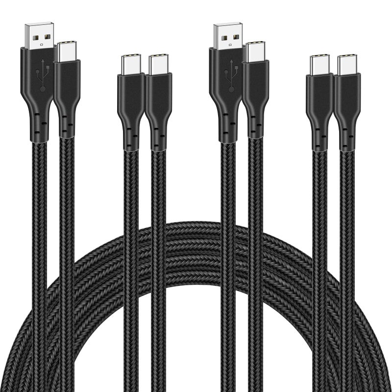 Famoby 4 Pack Braided Charging Cable 60W 3.1FT(2 Pack USB to USB C and 2 Pack USB C to USB C) Type C 60W Fast Charging Cable for iPhone 17 Series/16 Series/15 Series,iPad,AirPods,Watch,Samsung and More - Image 1