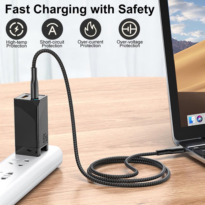 Famoby 4 Pack Braided Charging Cable 60W 3.1FT(2 Pack USB to USB C and 2 Pack USB C to USB C) Type C 60W Fast Charging Cable for iPhone 17 Series/16 Series/15 Series,iPad,AirPods,Watch,Samsung and More - Image 3