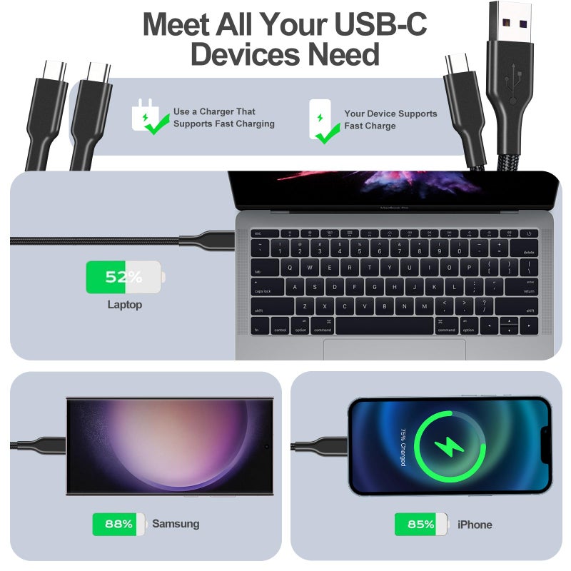 Famoby 4 Pack Braided Charging Cable 60W 3.1FT(2 Pack USB to USB C and 2 Pack USB C to USB C) Type C 60W Fast Charging Cable for iPhone 17 Series/16 Series/15 Series,iPad,AirPods,Watch,Samsung and More - Image 5