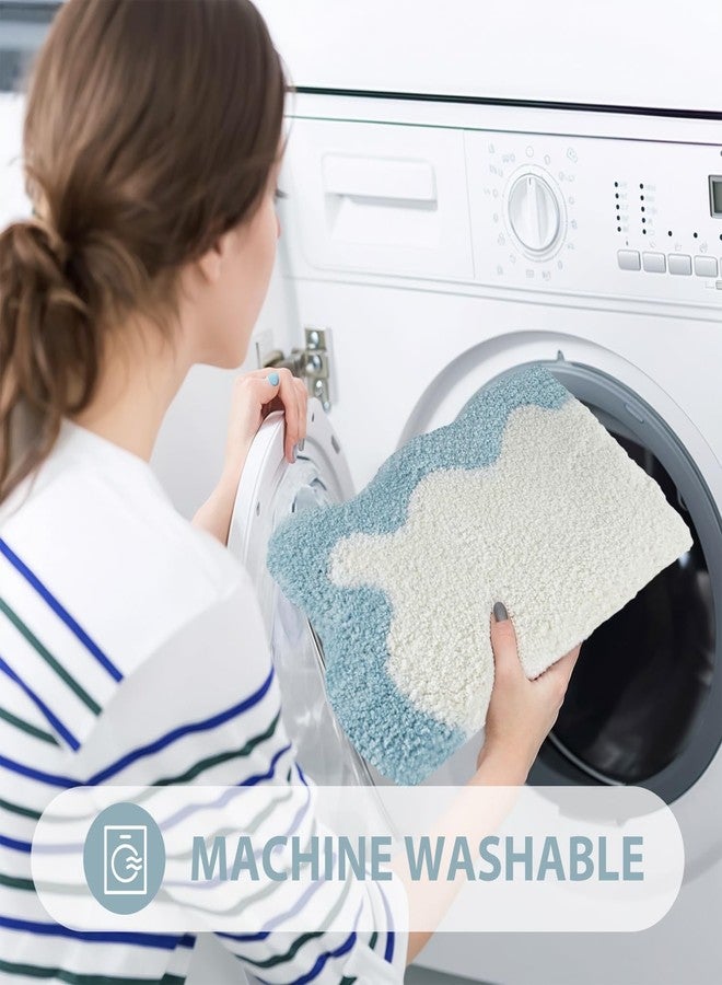 Uphome طقم سجاد حمام Uphome مكون من 3 قطع، أزرق، مانع للانزلاق، بتصميم على شكل حرف U، سريع الجفاف، ماص للرطوبة، مصنوع من ألياف دقيقة ناعمة، قابل للغسل، مناسب للأحواض وأحواض الاستحمام والدش. - Image 5