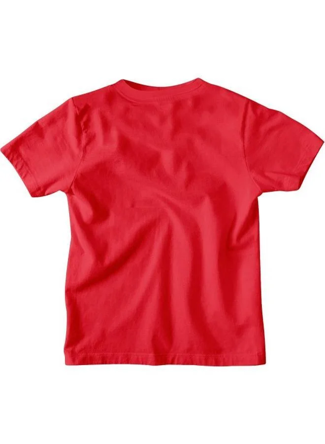 Bonorganik Boy's Red 100% Cotton Character Printed Regular Fit T-Shirt