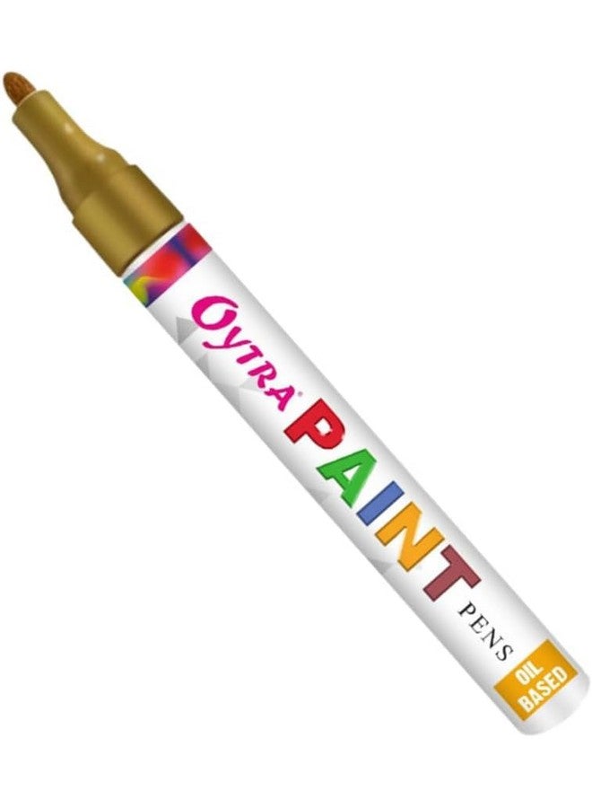 Oytra Paint Marker Pens Permanent Waterproof Oil Based Individual pens Works and All Surfaces, Wood, Fabric, Steel, Glass (Gold) - Image 1