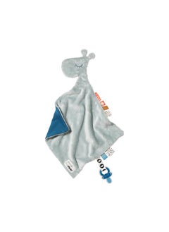 done by deer Done by Deer Raffi Blue Comfort Blanket - Soft and Soothing Cuddle Cloth for Kids with Fun Tags and Velcro Clip for Pacifiers - Perfect for Sensory Development and Entertainment  - Image 1