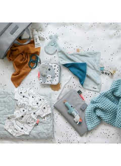 done by deer Done by Deer Raffi Blue Comfort Blanket - Soft and Soothing Cuddle Cloth for Kids with Fun Tags and Velcro Clip for Pacifiers - Perfect for Sensory Development and Entertainment  - Image 2