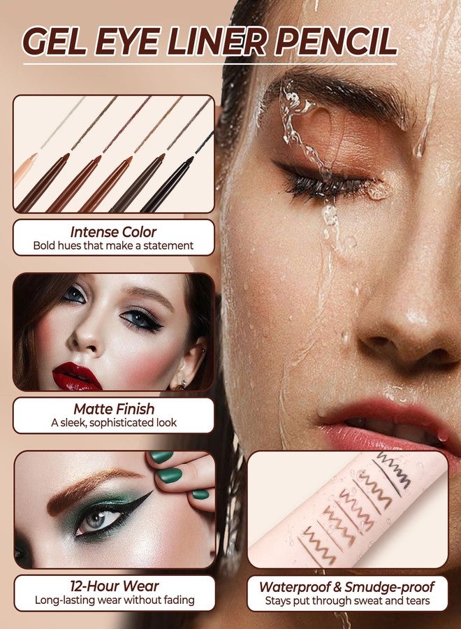 SUMEITANG Black Eyeliner Pencil Retractable Gel Eyeliner Pencil Built in Sharpener Waterproof Smudge proof Waterline Eye Liner Pencil Smooth Creamy Texture With 1 Eyeliner Stencil Makeup Tool - Image 4