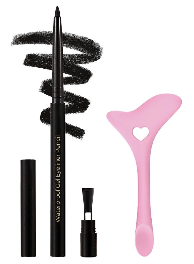 SUMEITANG Black Eyeliner Pencil Retractable Gel Eyeliner Pencil Built in Sharpener Waterproof Smudge proof Waterline Eye Liner Pencil Smooth Creamy Texture With 1 Eyeliner Stencil Makeup Tool - Image 1