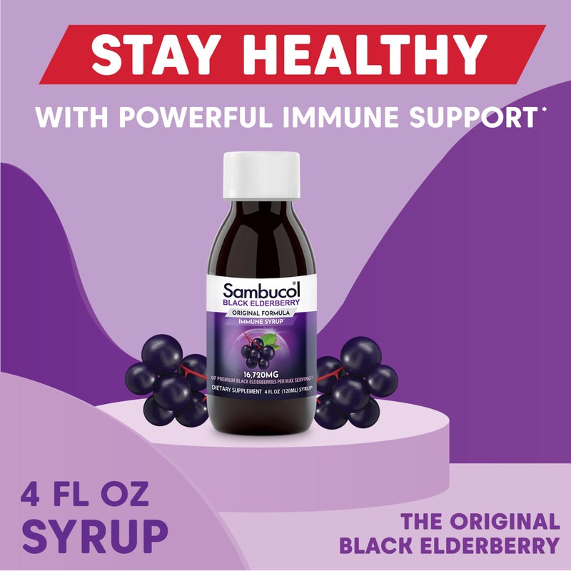 Sambucol Black Elderberry Syrup - Sambucus Elderberry Syrup, Black Elderberry Liquid, Immune Support, Elderberry Syrup for Kids and Adults, High Antioxidants, Gluten Free - Original Formula, 4 Fl Oz - Image 5