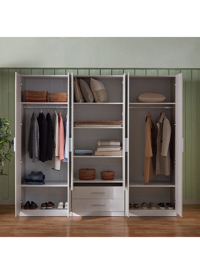 Fiesta 6-Door Wardrobe with 2 Drawers and 2 Mirrors 243 x 216 x 60 cm