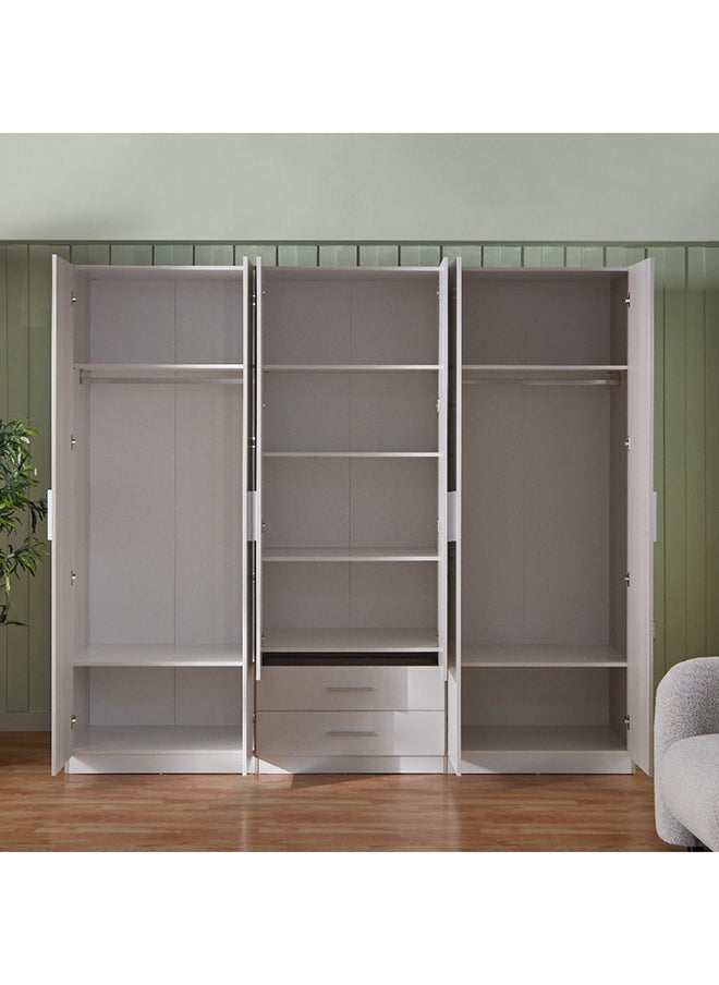 Fiesta 6-Door Wardrobe with 2 Drawers and 2 Mirrors 243 x 216 x 60 cm