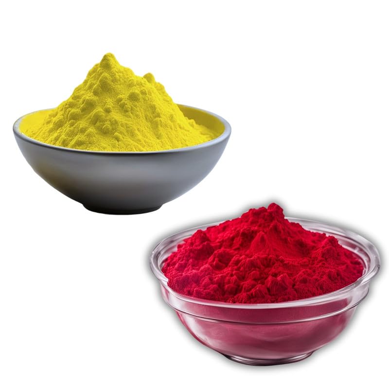 Ikka Organic and Herbal Gulal YellowRed 500gm Each Soft Skin Friendly100 Natural and NonToxicEcoFriendlyAbir Gulal Handmade Holi Gift Pack for Family Party - Image 1