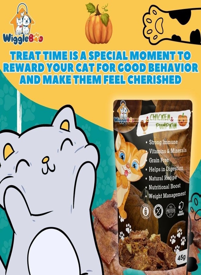 WiggleBoo مكافآت ويغل بو للقطط بنكهة الدجاج واليقطين | عبوة سفر | غنية بالبروتين | طارد طبيعي للديدان | مناسبة لجميع سلالات القطط | وجبة خفيفة مقرمشة (45 غرام) - Image 4