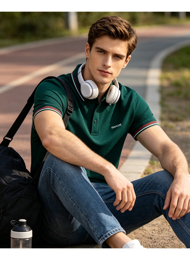 GEOX Unisex Short Sleeve Polo Shirt Casual Daily Office Wear Green - Image 5