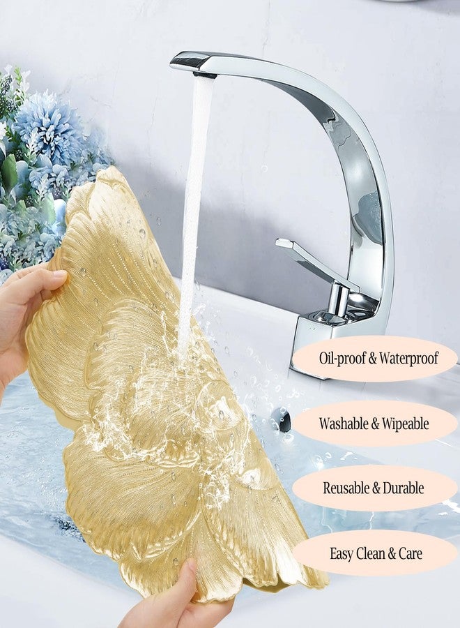 AdasBridal مجموعة من 6 مفارش طاولة، مفارش دائرية ذهبية اللون مزخرفة بنقوش زهرية بارزة، مقاس 15 بوصة، مناسبة لتزيين طاولة الطعام في أعياد الميلاد وحفلات الزفاف وعيد الشكر. - Image 5