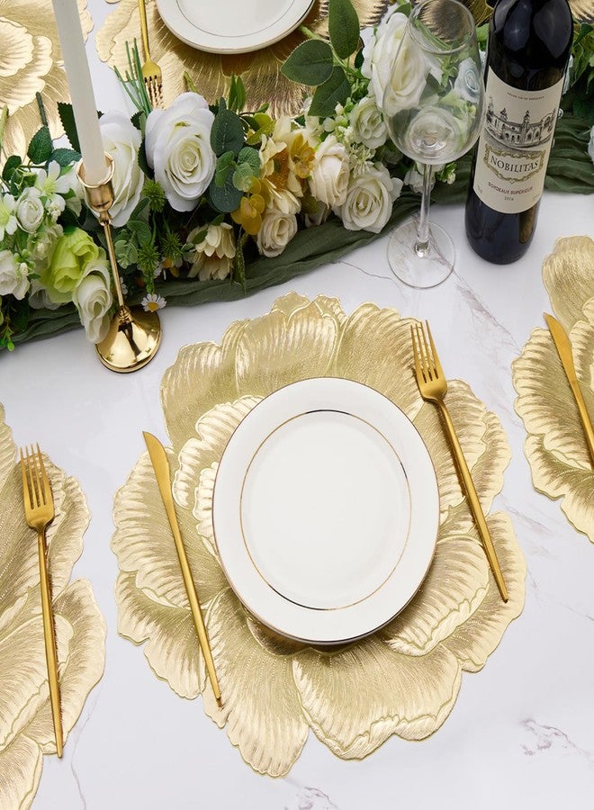 AdasBridal مجموعة من 6 مفارش طاولة، مفارش دائرية ذهبية اللون مزخرفة بنقوش زهرية بارزة، مقاس 15 بوصة، مناسبة لتزيين طاولة الطعام في أعياد الميلاد وحفلات الزفاف وعيد الشكر. - Image 3
