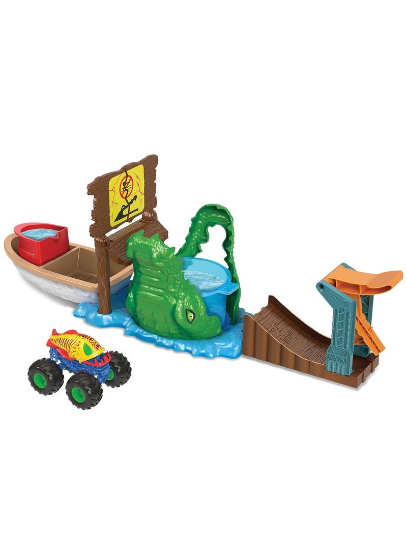 هوت ويلز Monster Trucks Color Shifters مستنقع Chomp Playset - Image 1