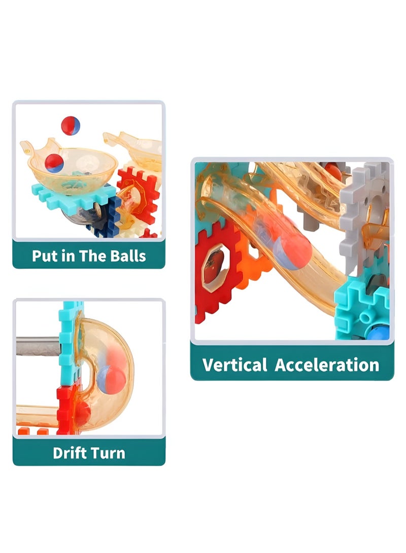 مجموعة مكعبات بناء على شكل كرات متدحرجة من 125 قطعة للأطفال - لعبة بناء ملونة من معدات ومسارات DIY للأولاد والبنات - ألعاب تعليمية لتعلم العلوم والتكنولوجيا والهندسة والرياضيات - لعب خيالي عملي للأطفال من سن 3 سنوات فما فوق - لعبة هندسية للأطفال لتنمية العقل - مجموعة بناء بلاستيكية آمنة ومتينة - Image 3