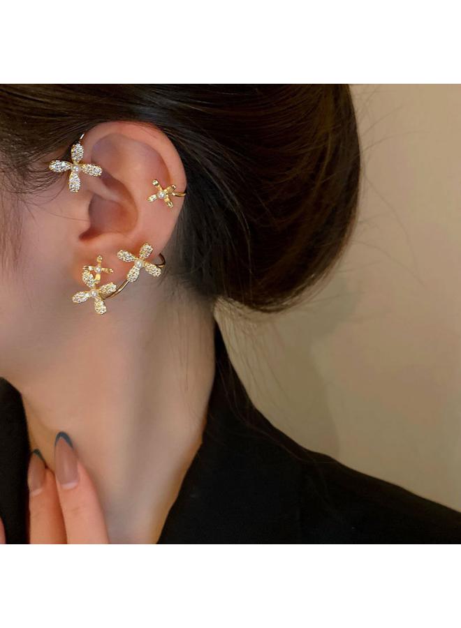 Korean Fashion Diamond erfly Ear Clip Minority Bow No Earring Ear Pierced Ear Earrings Female