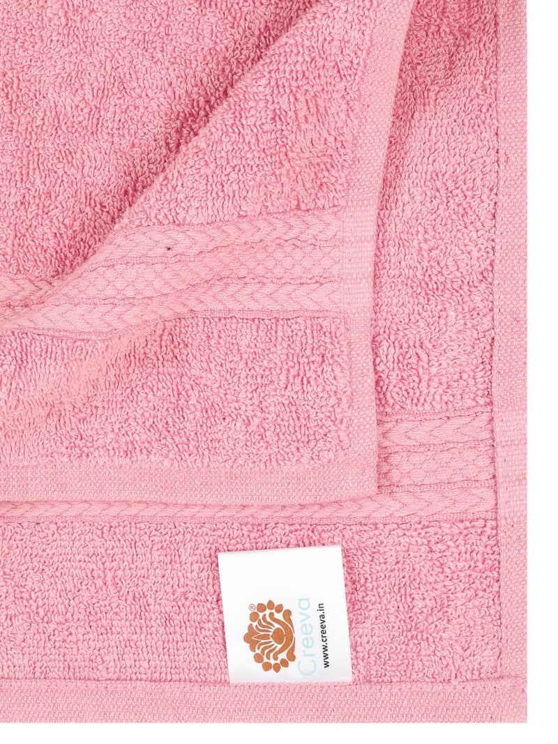 CREEVA Classic Cotton Hand Towel Set of 4 | Soft 545 GSM | 60 x 40 cm - Charming Baby Pink - Image 4