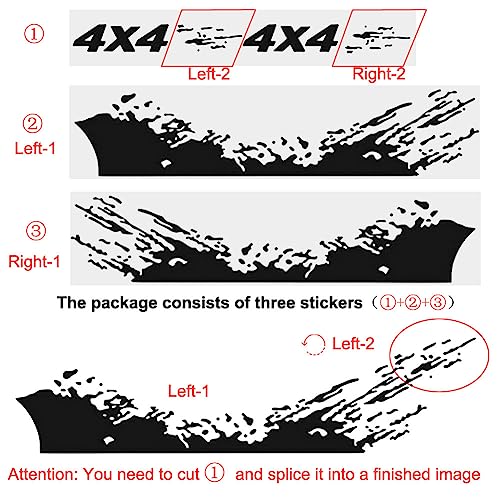 Leasinder 2pcs 74.8'' Universal Racing Stripes Car Decals 4x4 Waves Graphics Vinyl Stickers Waterproof Car Door Body Side Stickers Decals Decorations for Truck Pickup SUV Vehicles (X254 Black) - Image 3