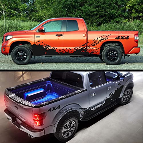 Leasinder 2pcs 74.8'' Universal Racing Stripes Car Decals 4x4 Waves Graphics Vinyl Stickers Waterproof Car Door Body Side Stickers Decals Decorations for Truck Pickup SUV Vehicles (X254 Black) - Image 5
