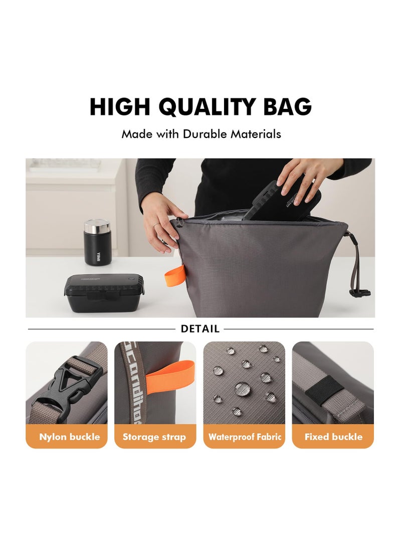 Lunch bag for Adult Women Men, Reusable High Capacity Lunch Tote Bags, Small Leakproof Cooler Food Lunch Containers, Lunch box for Work, Travel, Outdoor, School Picnic, One Size (Grey)  - Image 3