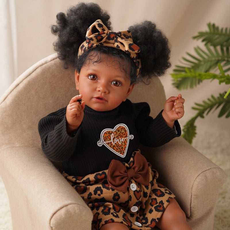 BABESIDE 5-Piece Reborn Baby Doll Clothes, Baby Doll Clothes Fits 17-22 Inch Dolls with Leopard Dress, Headband, Coat, Reusable Doll Diaper and Socks,Pretend Play Gift for Kids 3+ Birthday Christmas - Image 5